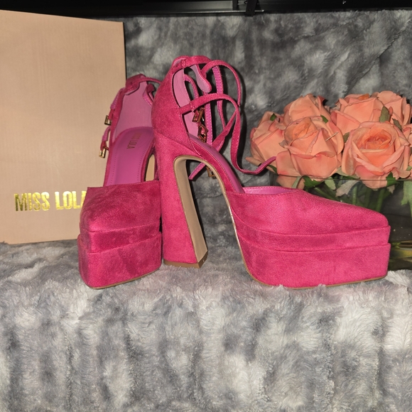 Miss Lola Shoes - Miss Lola Fuchsia Platform Heels